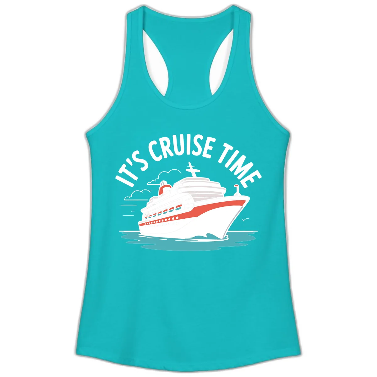 Its Cruise Time Ship Ladies Tank in Tahiti Blue
