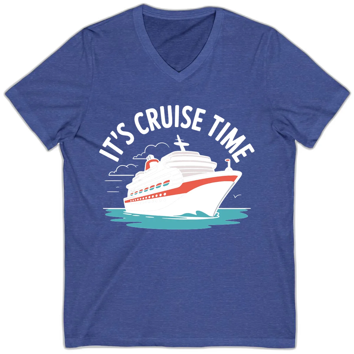 Its Cruise Time Ship V-Neck in Heather True Royal