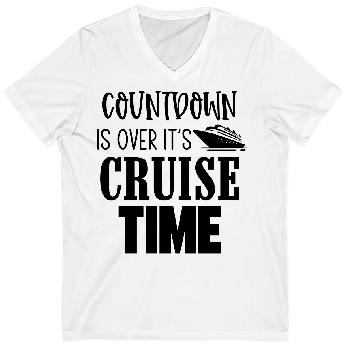 Countdown Is Over It's Cruise Time V-Neck in White