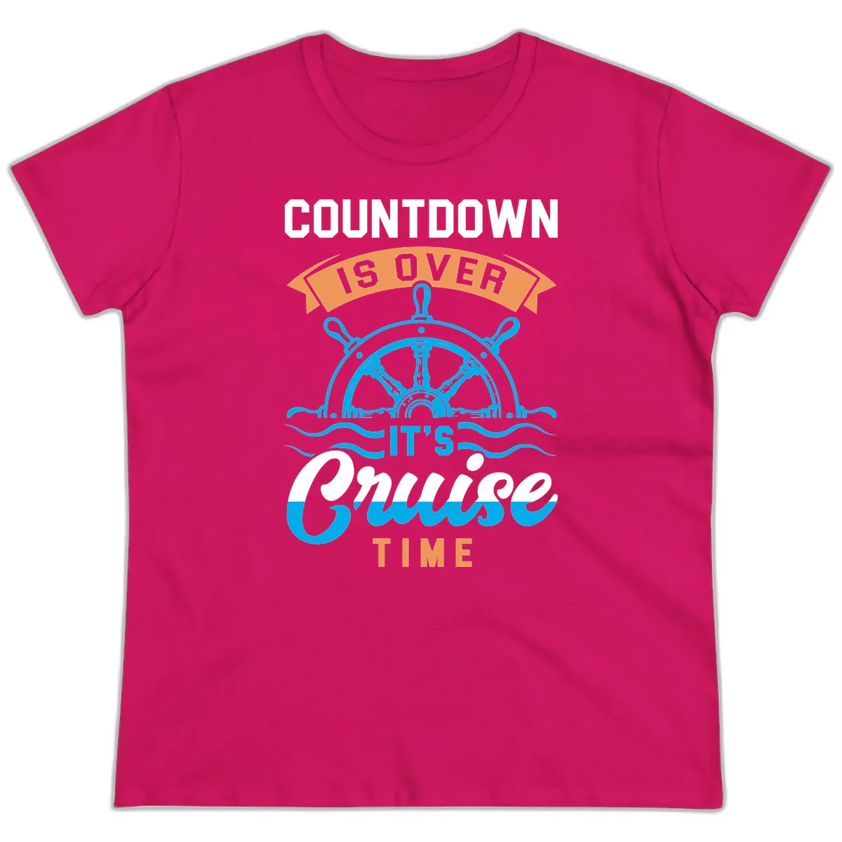 Its Cruise Time Countdown Ladies Tee in Heliconia