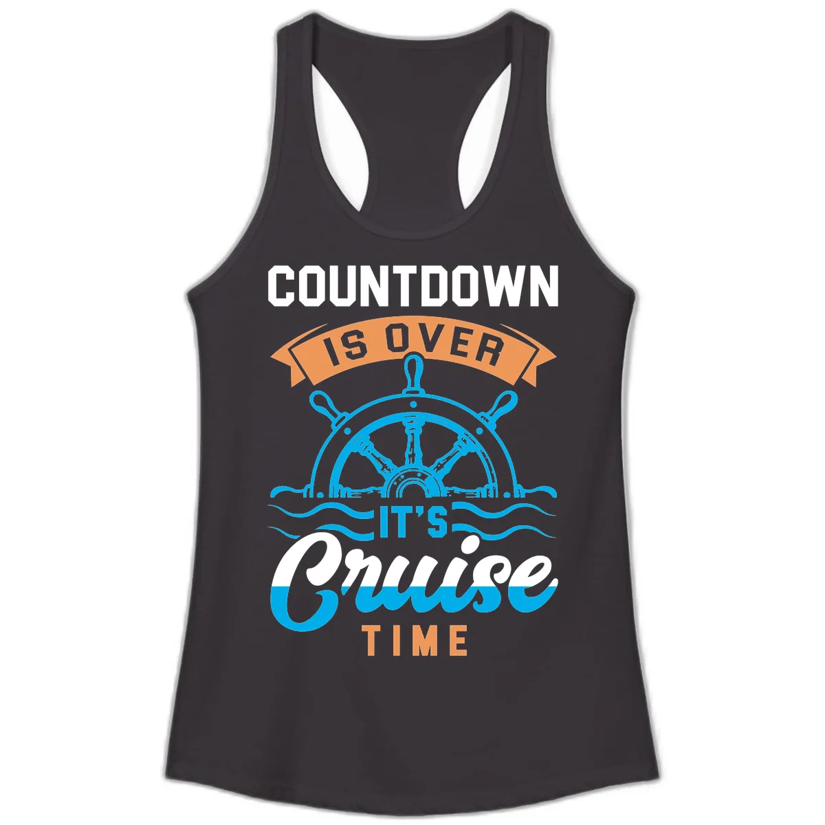 Its Cruise Time Countdown Ladies Tank in Black