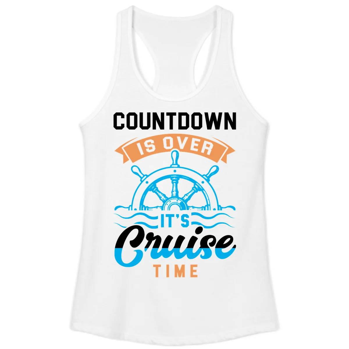 Its Cruise Time Countdown Ladies Tank in White