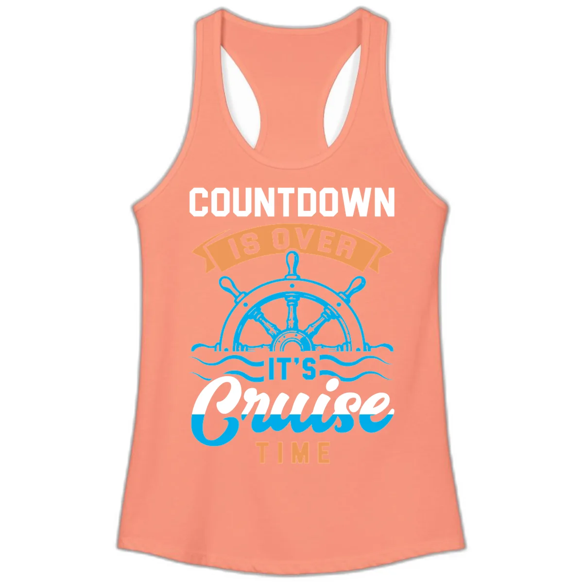 Its Cruise Time Countdown Ladies Tank in Solid Light Orange
