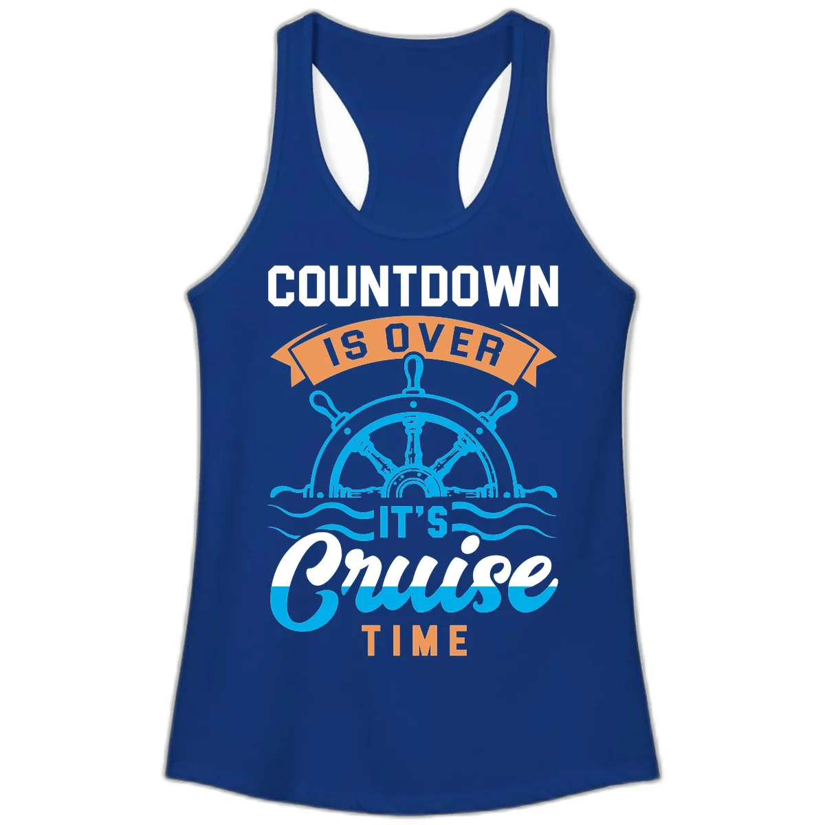 Its Cruise Time Countdown Ladies Tank in Solid Royal