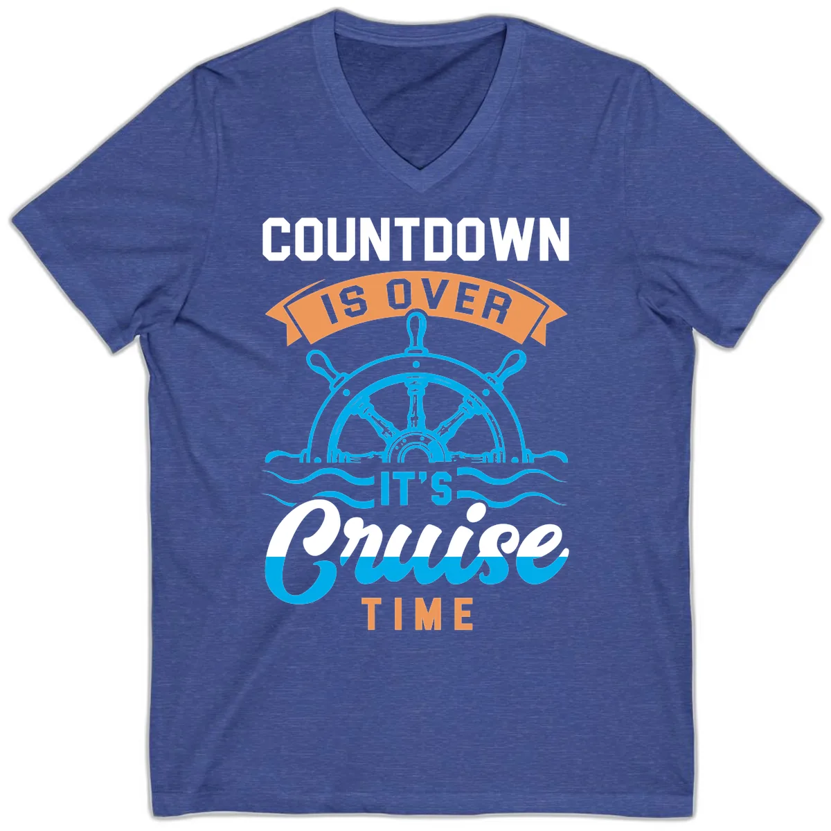 Its Cruise Time Countdown V-Neck in Heather True Royal