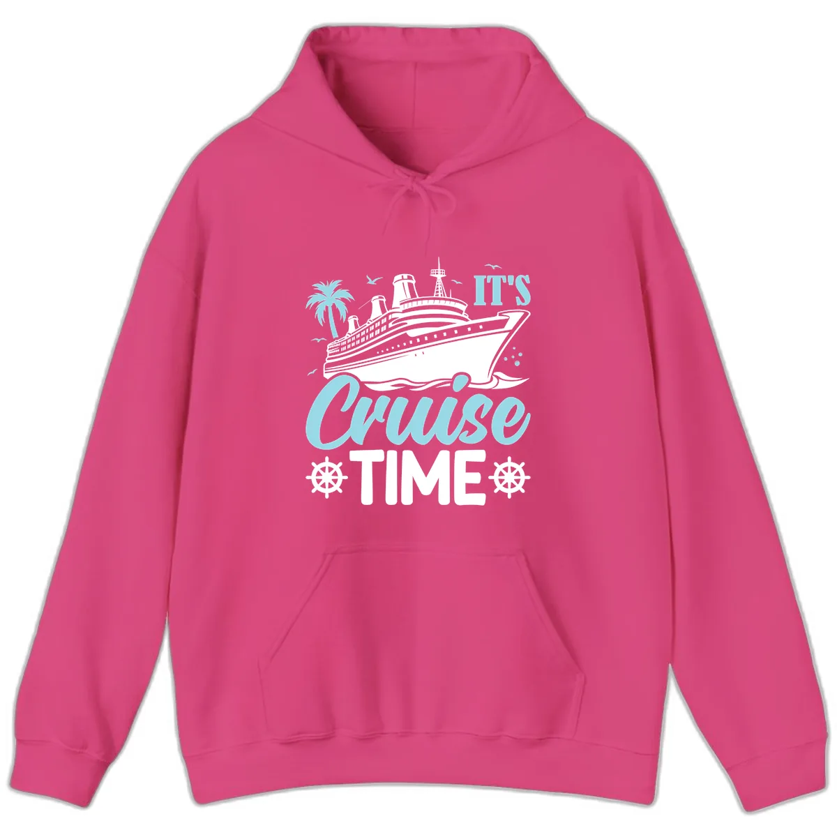It's Cruise Time Graphic Hoodie in Heliconia
