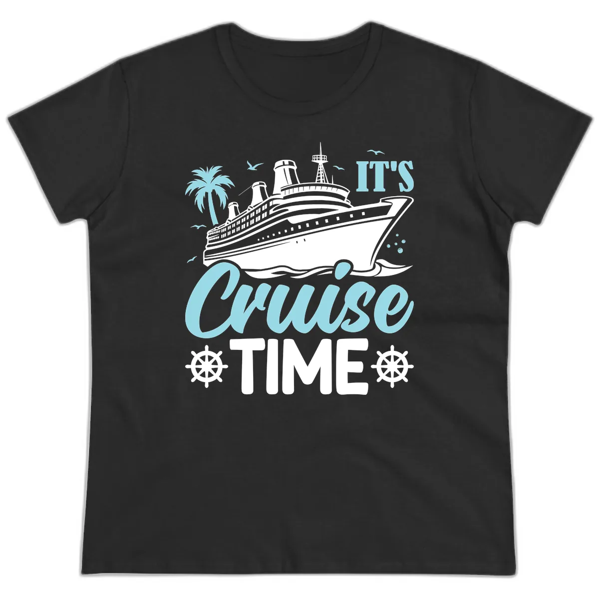 It's Cruise Time Graphic Ladies Tee in Black