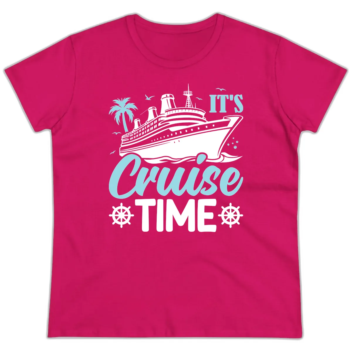 It's Cruise Time Graphic Ladies Tee in Heliconia