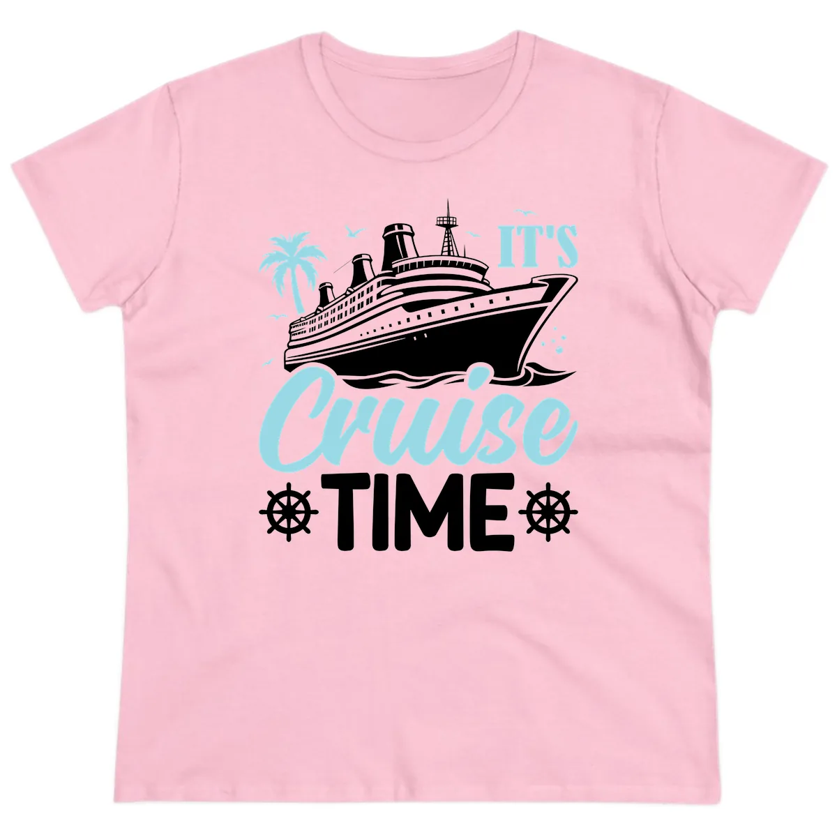 It's Cruise Time Graphic Ladies Tee in Light Pink