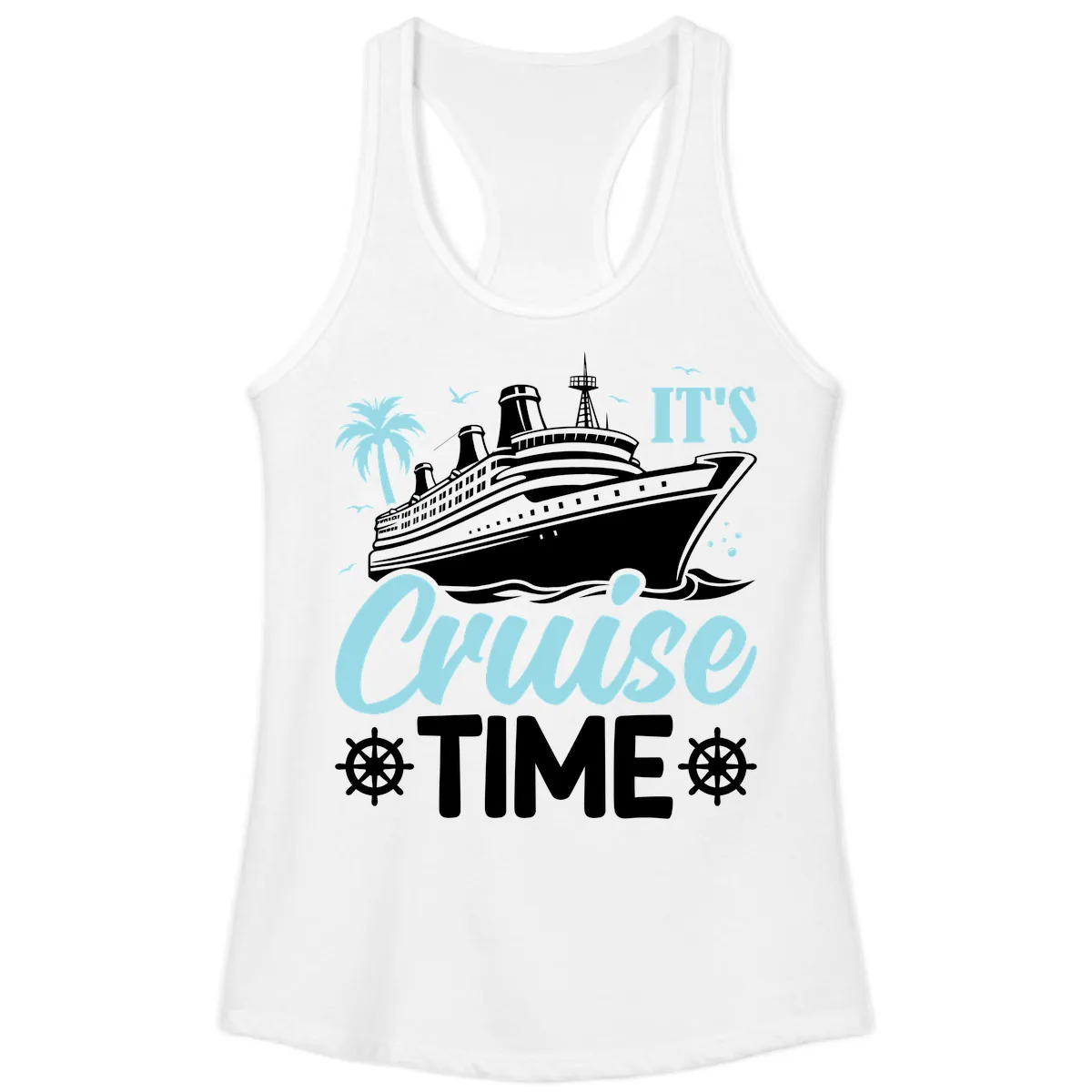 It's Cruise Time Graphic Ladies Tank in White