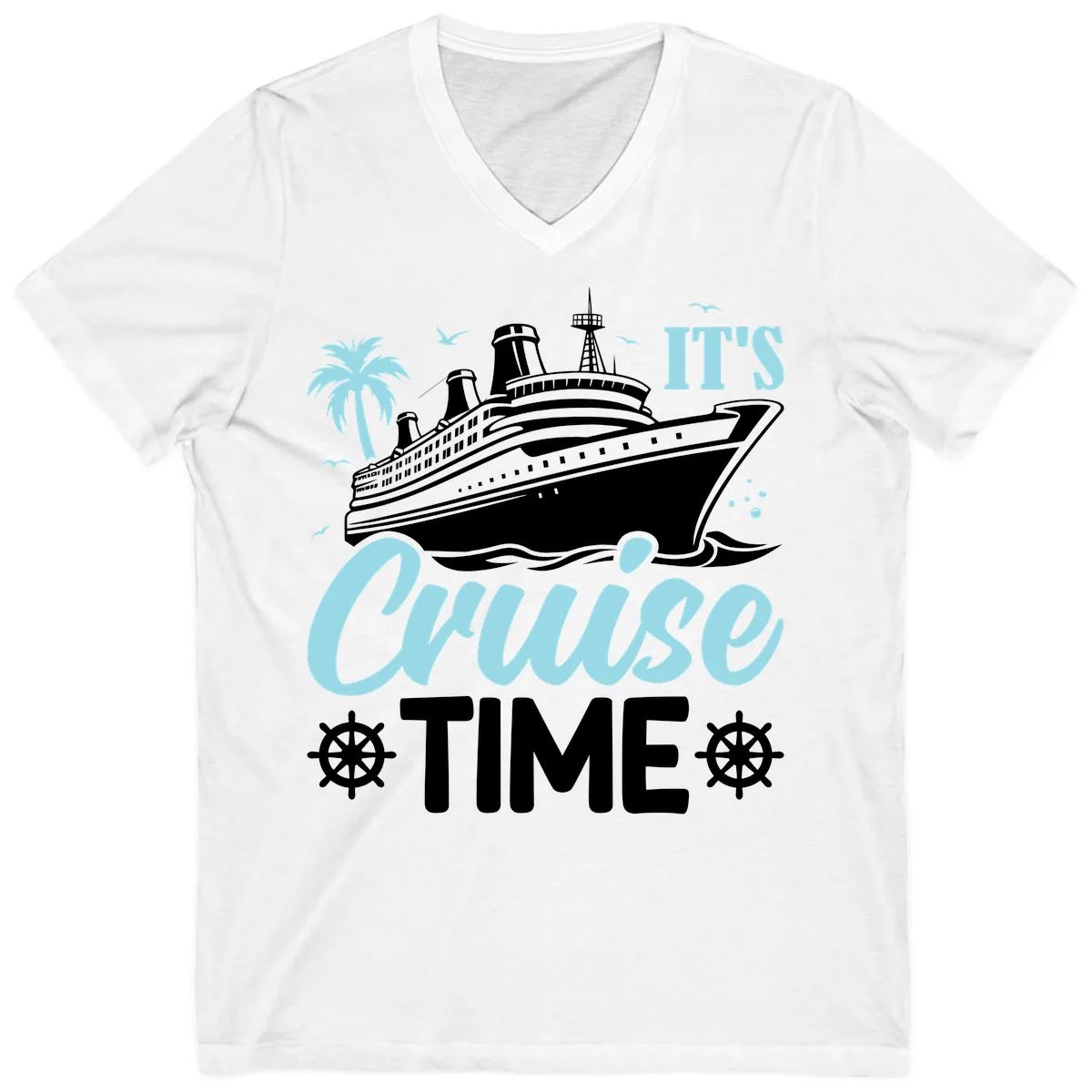 It's Cruise Time Graphic V-Neck in White