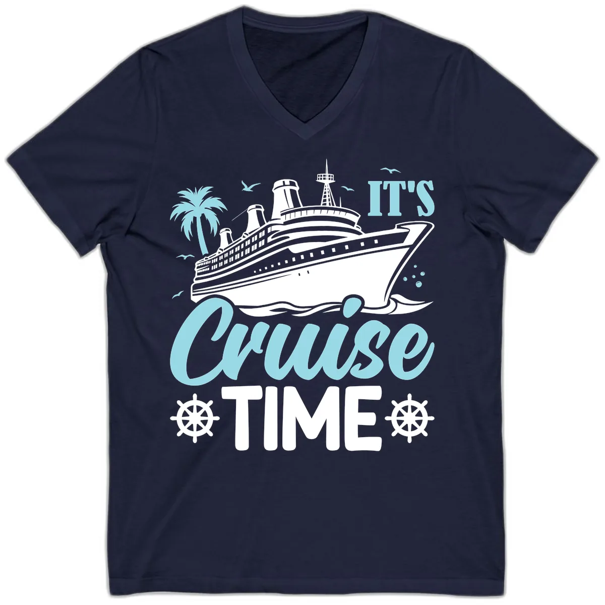It's Cruise Time Graphic V-Neck in Navy
