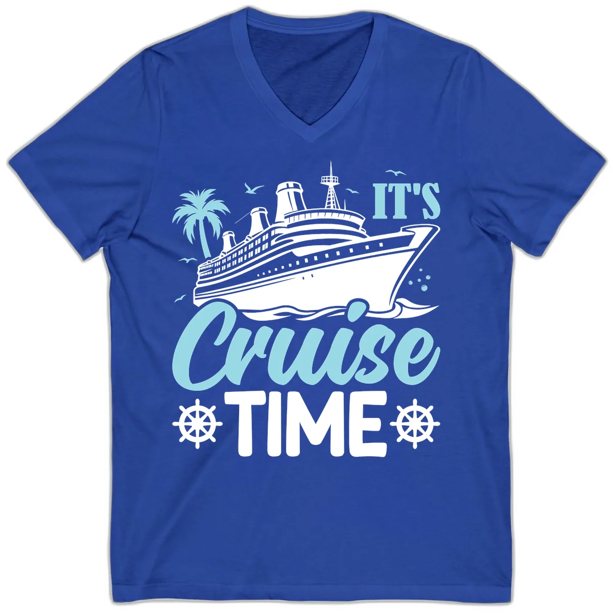 It's Cruise Time Graphic V-Neck in True Royal