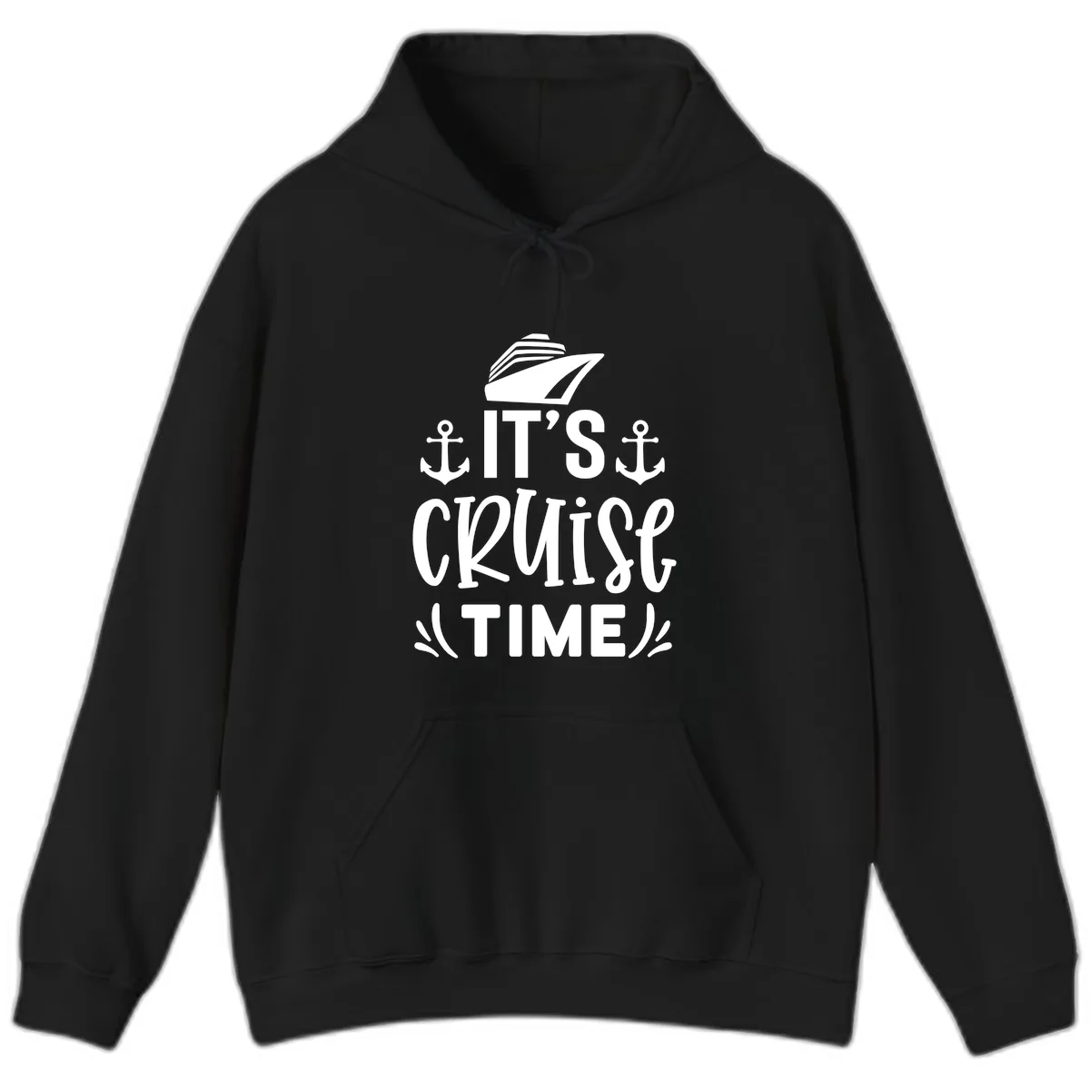 It's Cruise Time Typography Hoodie in Black