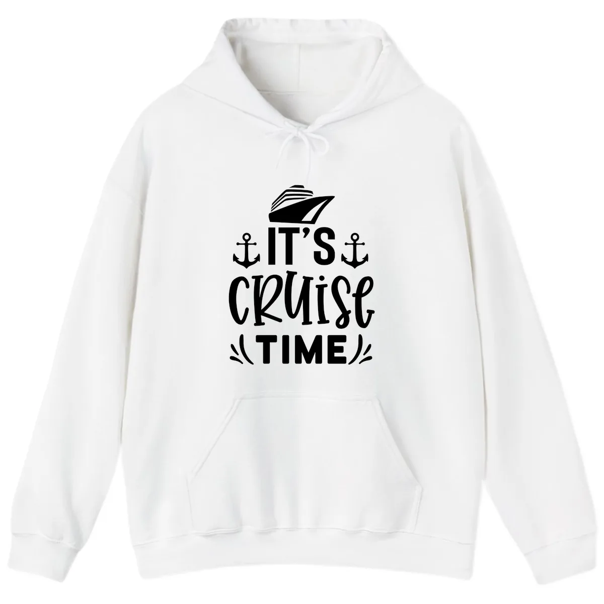 It's Cruise Time Typography Hoodie in White
