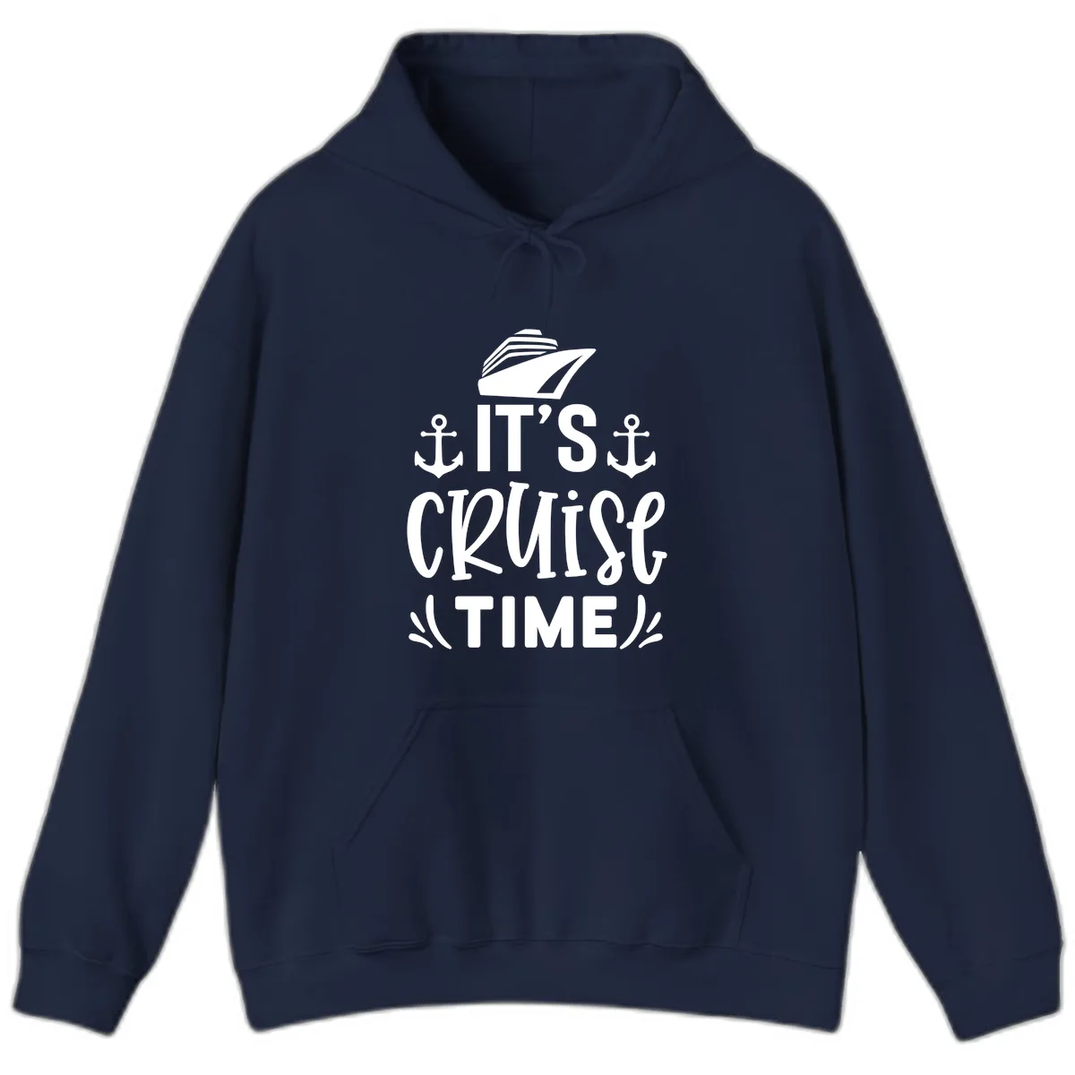 It's Cruise Time Typography Hoodie in Navy