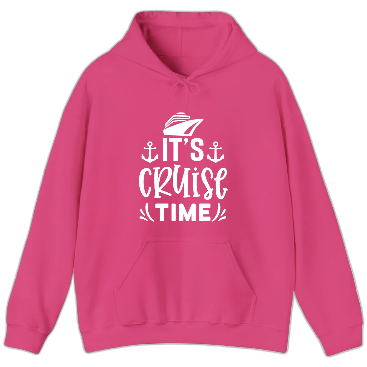 It's Cruise Time Typography Hoodie in Heliconia