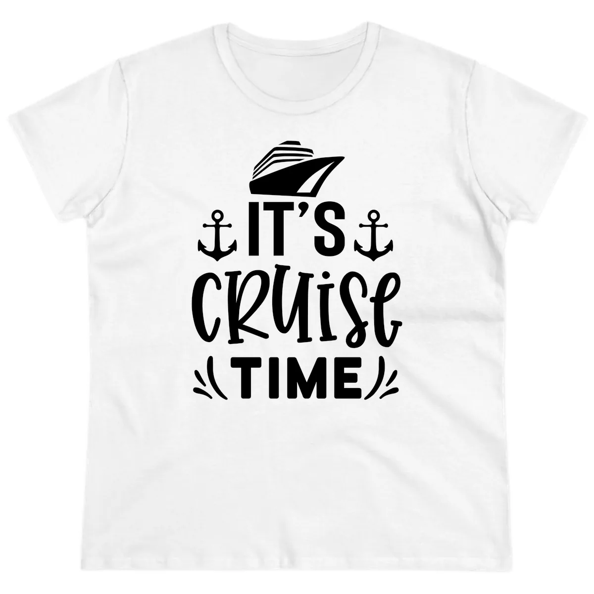 It's Cruise Time Typography Ladies Tee in White