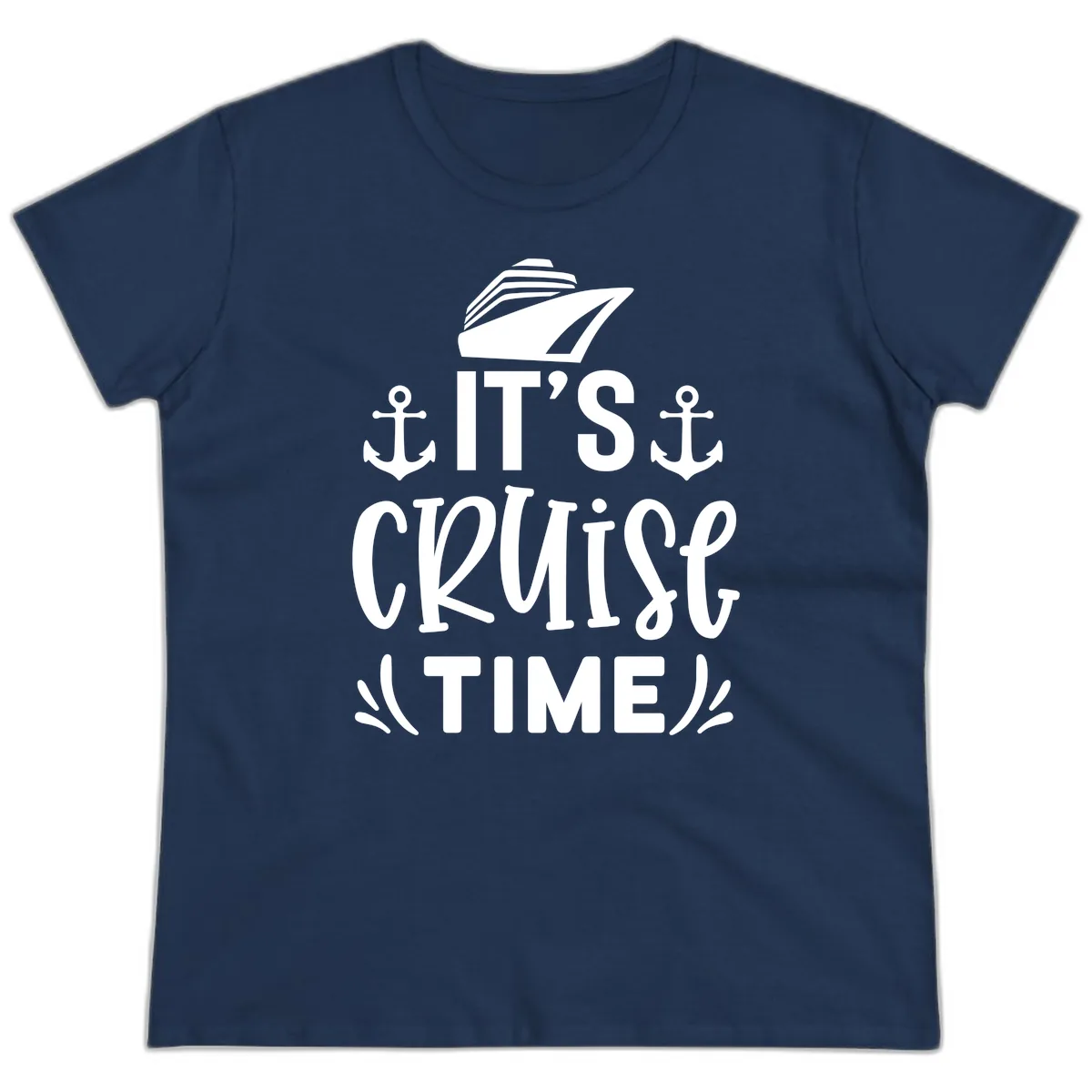 It's Cruise Time Typography Ladies Tee in Navy
