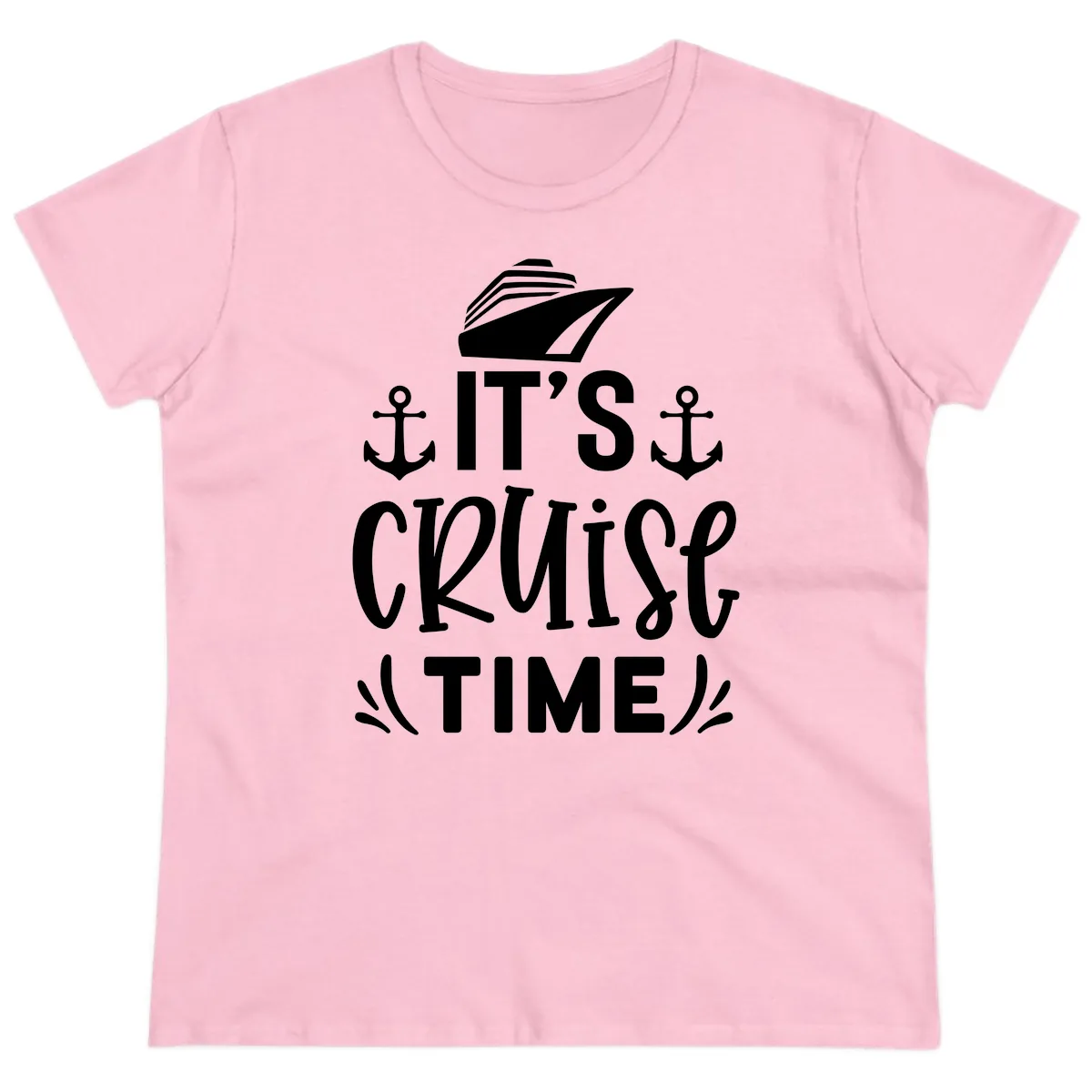 It's Cruise Time Typography Ladies Tee in Light Pink