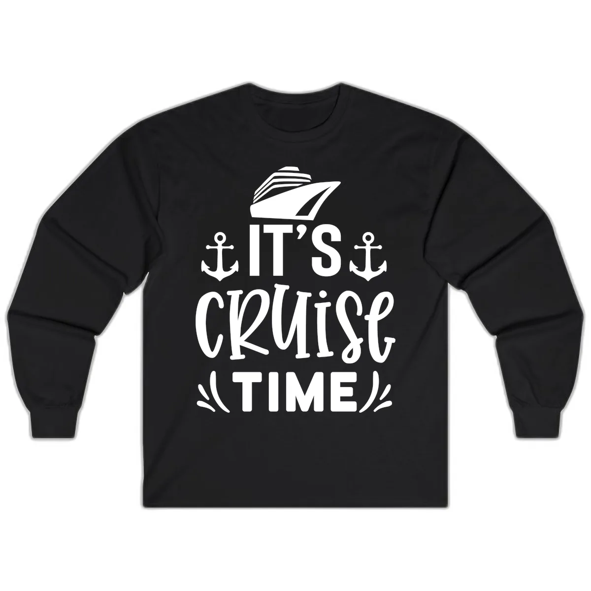 It's Cruise Time Typography Long Sleeve in Black