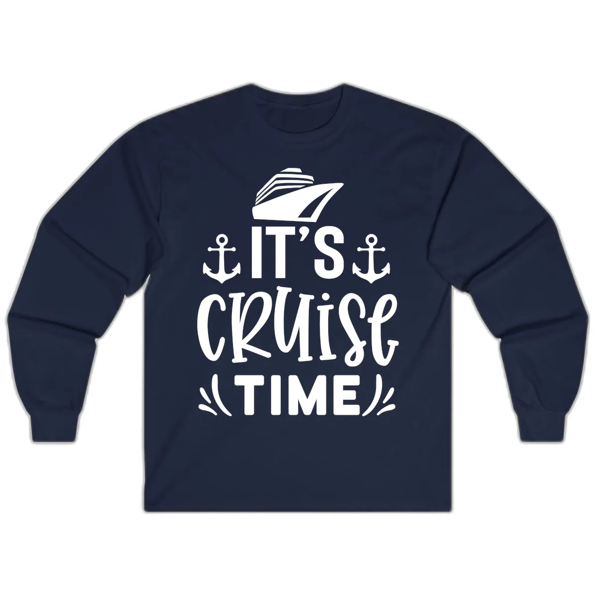 It's Cruise Time Typography Long Sleeve in Navy