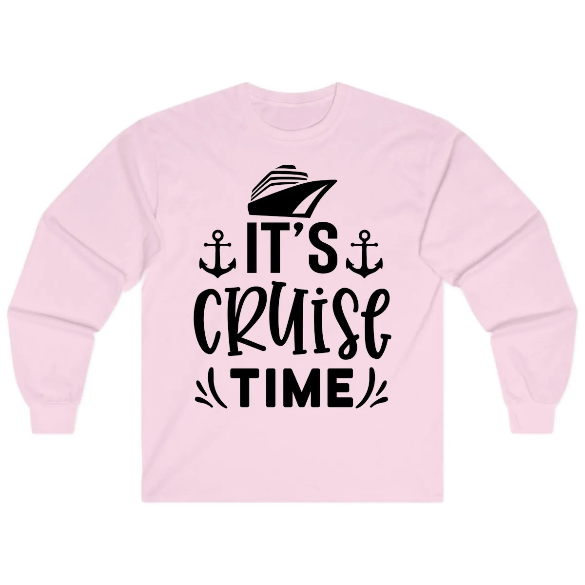 It's Cruise Time Typography Long Sleeve in Light Pink