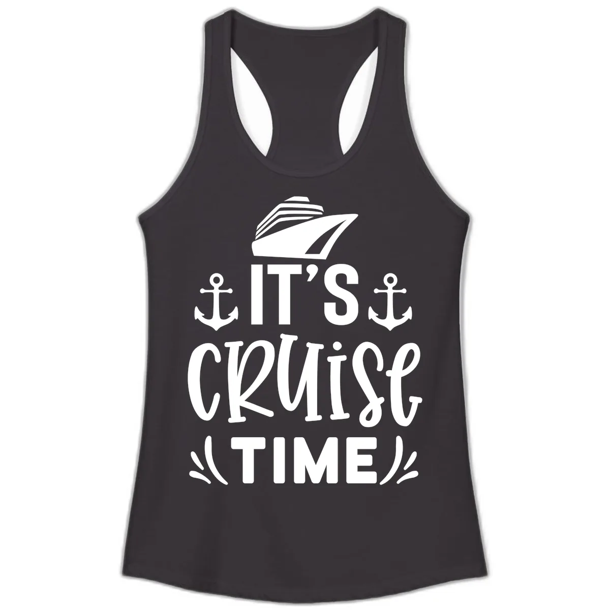 It's Cruise Time Typography Ladies Tank in Black