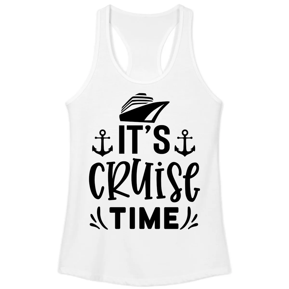 It's Cruise Time Typography Ladies Tank in White