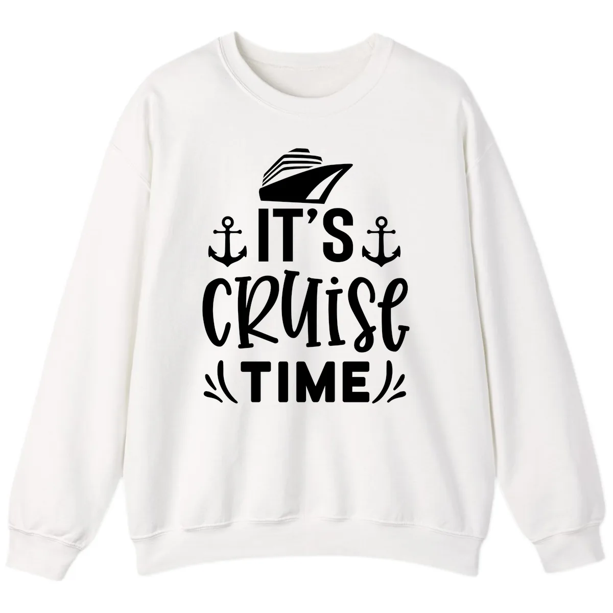 It's Cruise Time Typography Sweatshirt in White