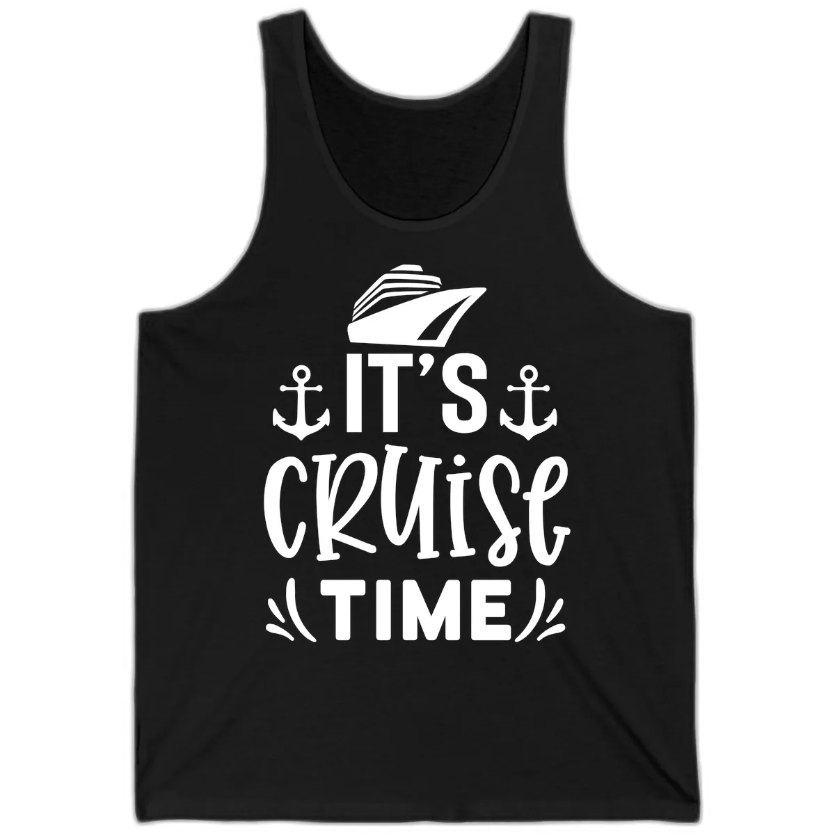 It's Cruise Time Typography Tank in Black