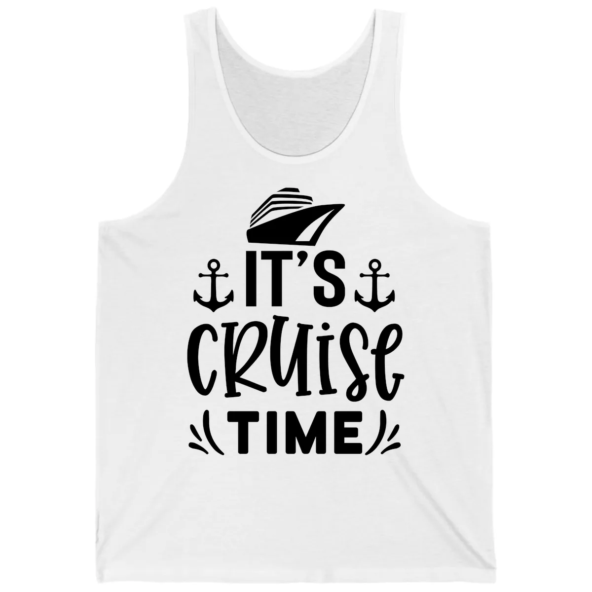 It's Cruise Time Typography Tank in White