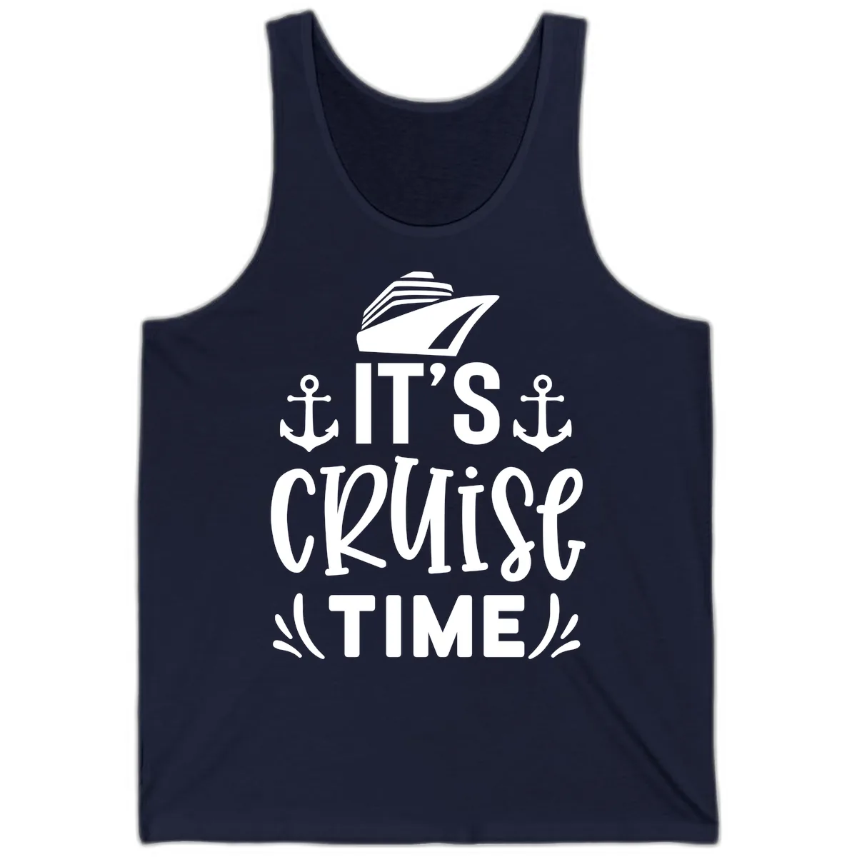 It's Cruise Time Typography Tank in Navy