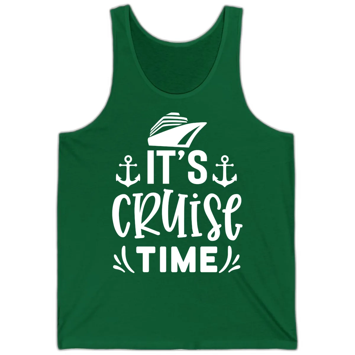 It's Cruise Time Typography Tank in Kelly