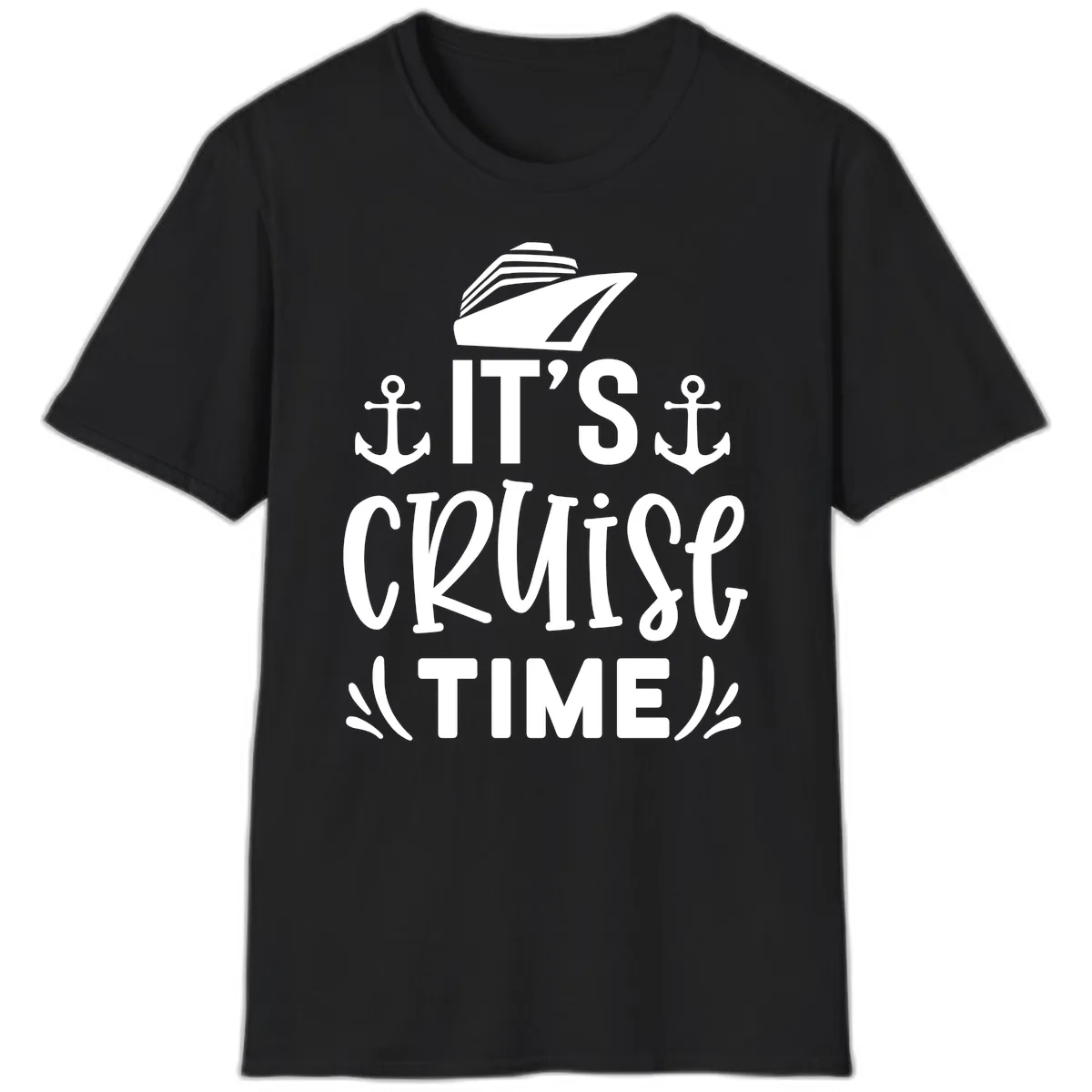 It's Cruise Time Typography T-Shirt in Black