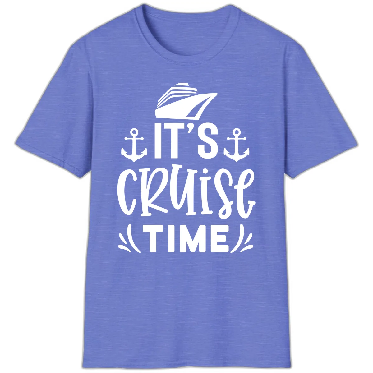 It's Cruise Time Typography T-Shirt in Heather Royal