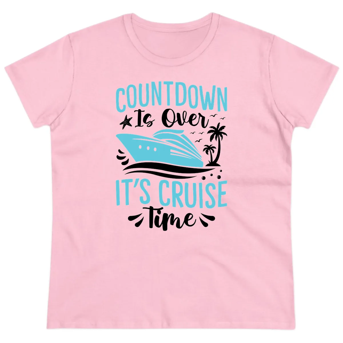 Countdown Is Over Cruise Time Ladies Tee in Light Pink