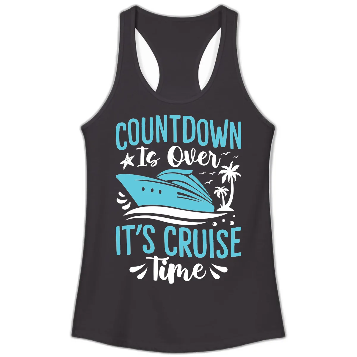Countdown Is Over Cruise Time Ladies Tank in Black