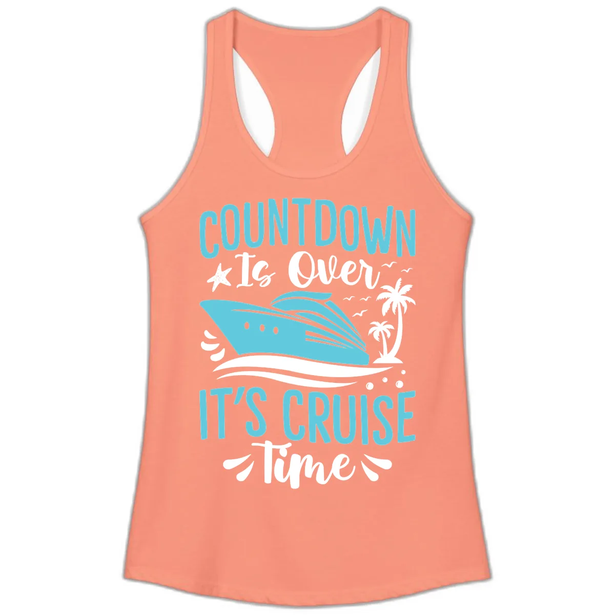 Countdown Is Over Cruise Time Ladies Tank in Solid Light Orange