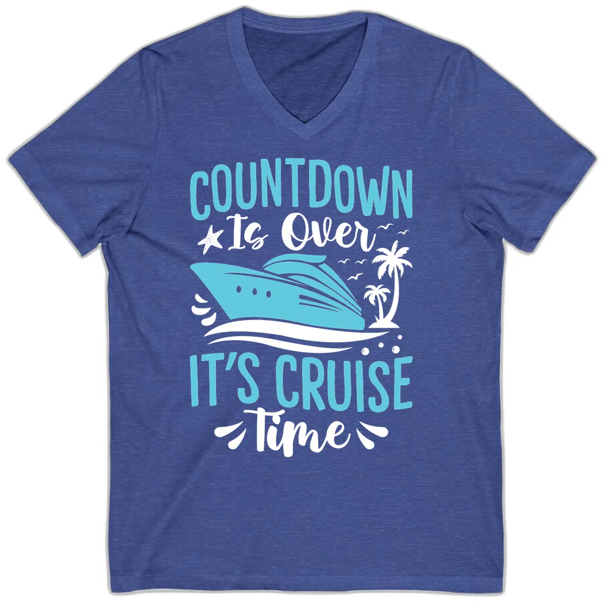 Countdown Is Over Cruise Time V-Neck in Heather True Royal