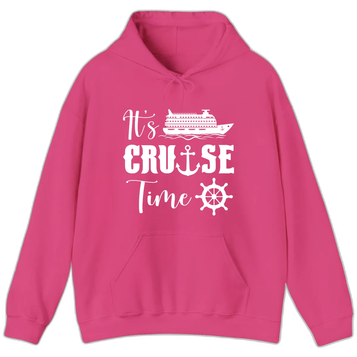 It's Cruise Time Graphic Hoodie in Heliconia