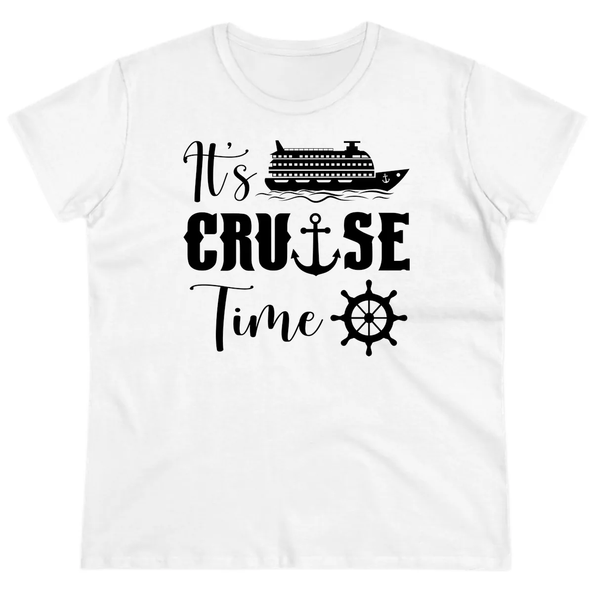 It's Cruise Time Graphic Ladies Tee in White