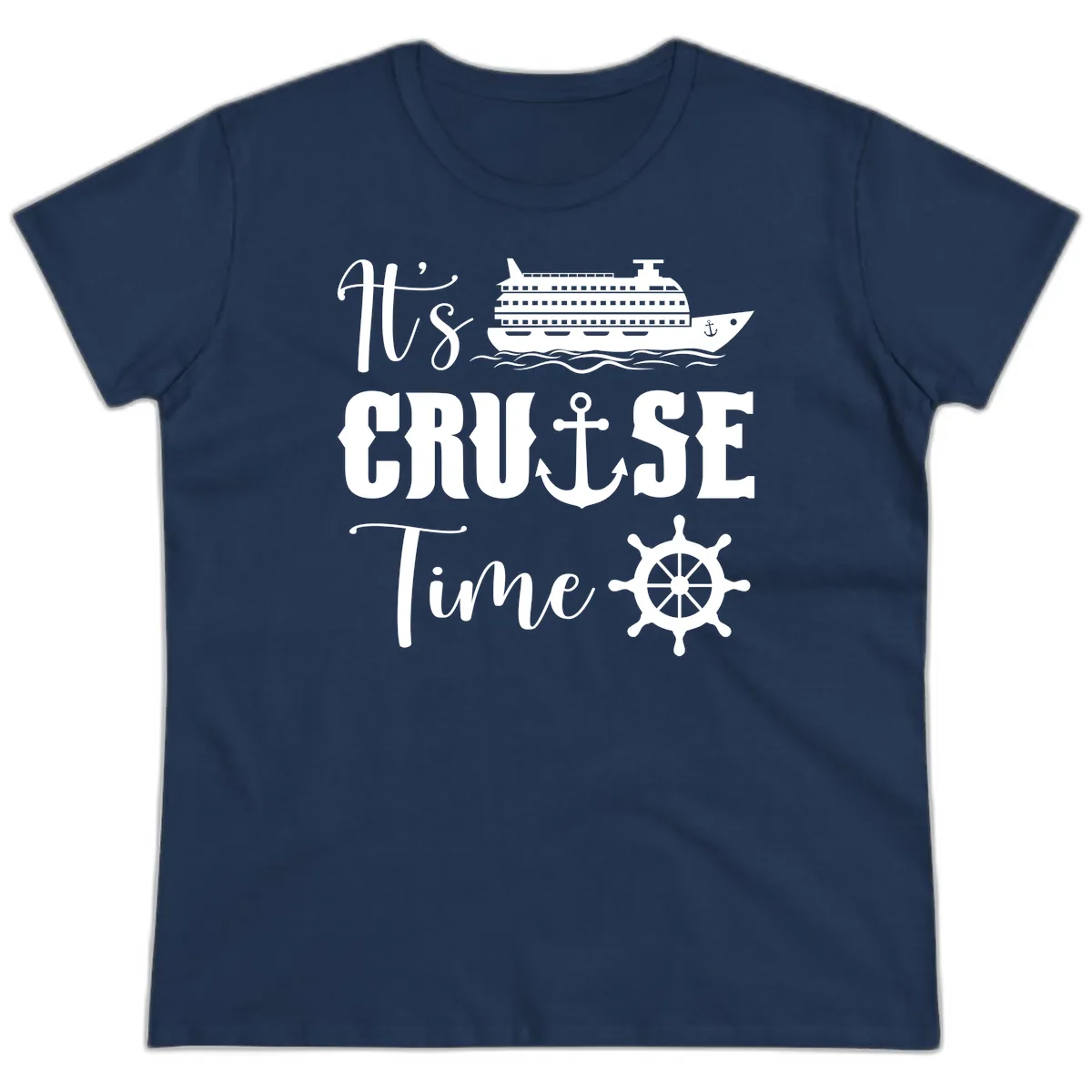 It's Cruise Time Graphic Ladies Tee in Navy