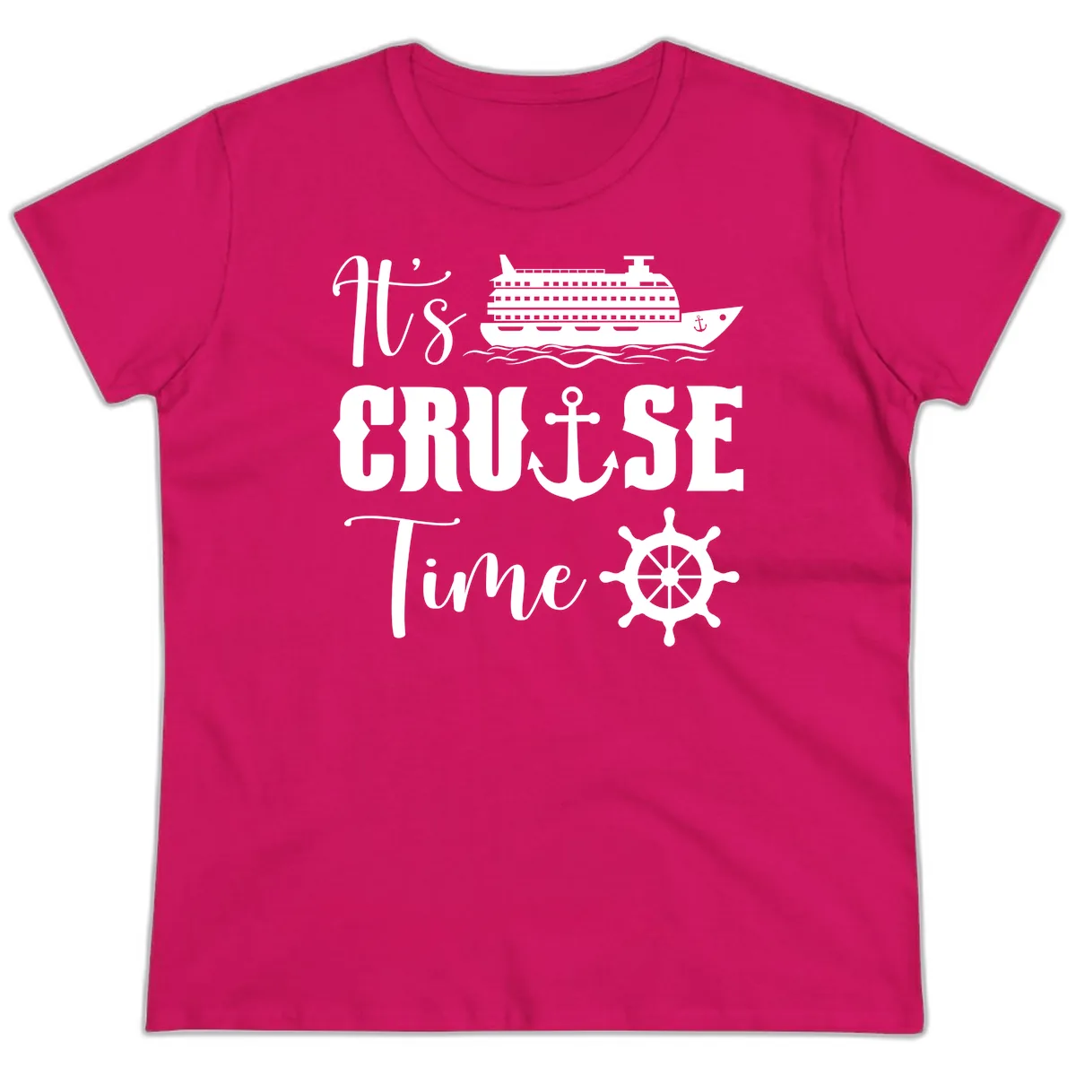 It's Cruise Time Graphic Ladies Tee in Heliconia