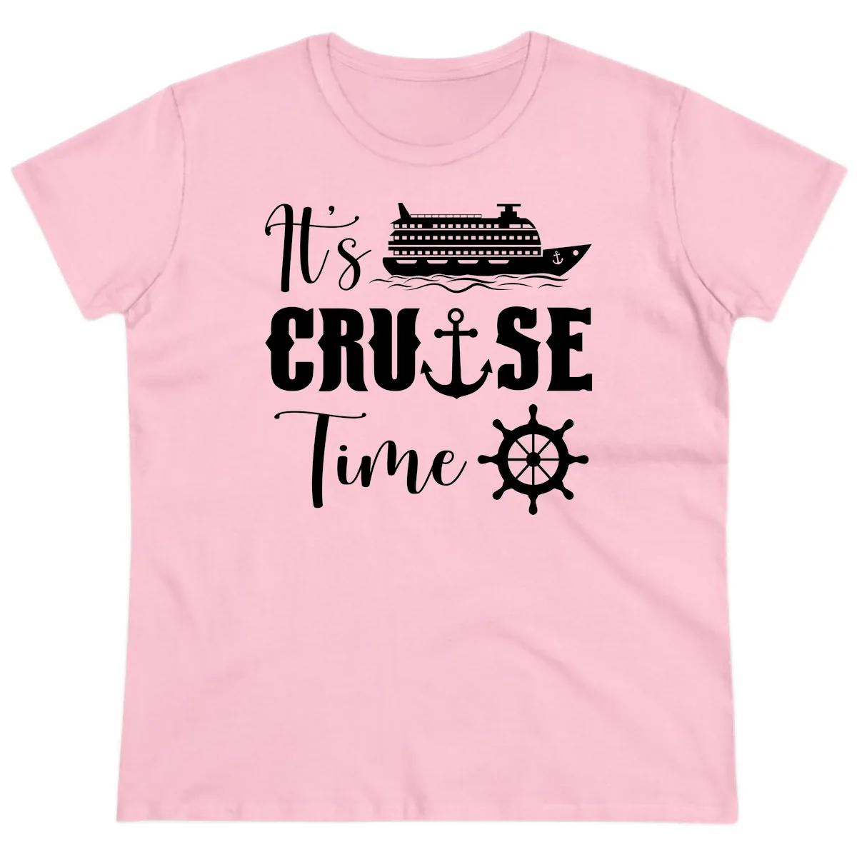It's Cruise Time Graphic Ladies Tee in Light Pink