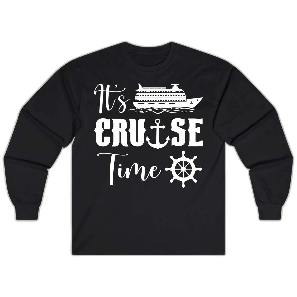 It's Cruise Time Graphic Long Sleeve in Black