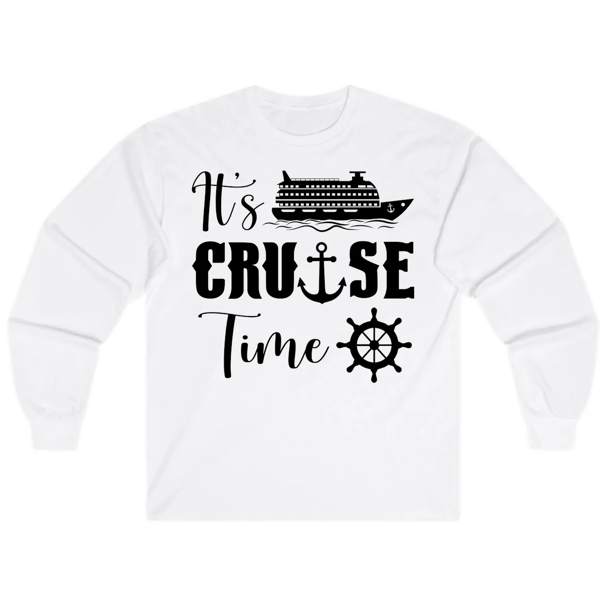 It's Cruise Time Graphic Long Sleeve in White