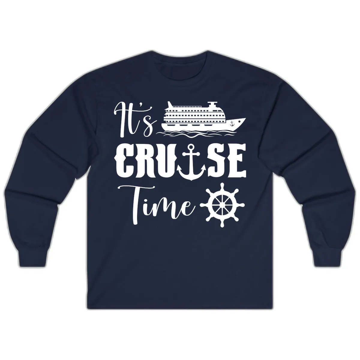 It's Cruise Time Graphic Long Sleeve in Navy
