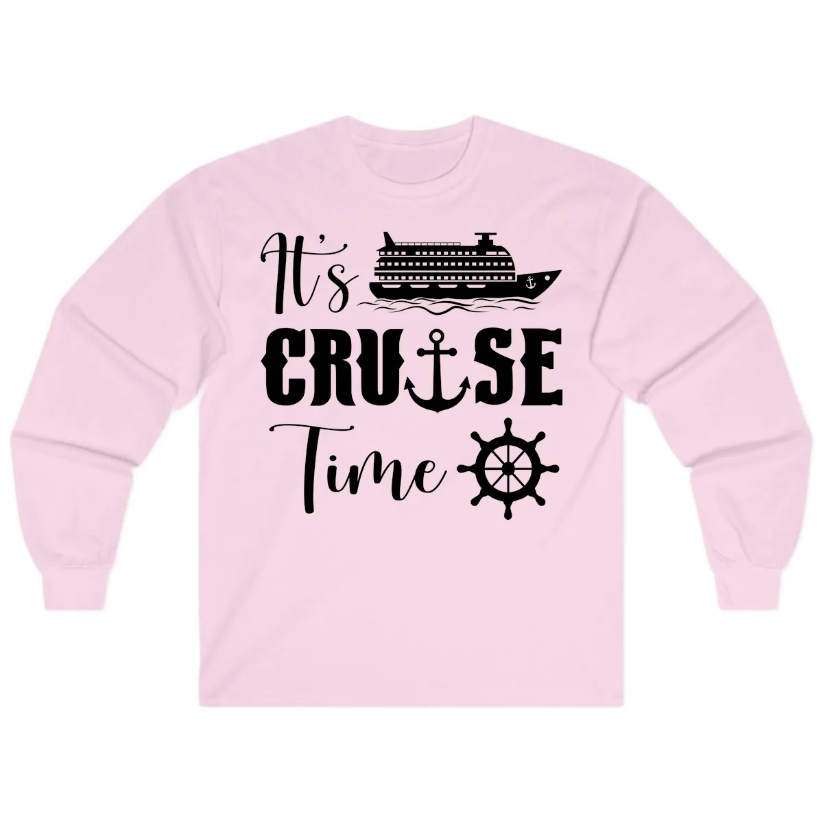 It's Cruise Time Graphic Long Sleeve in Light Pink