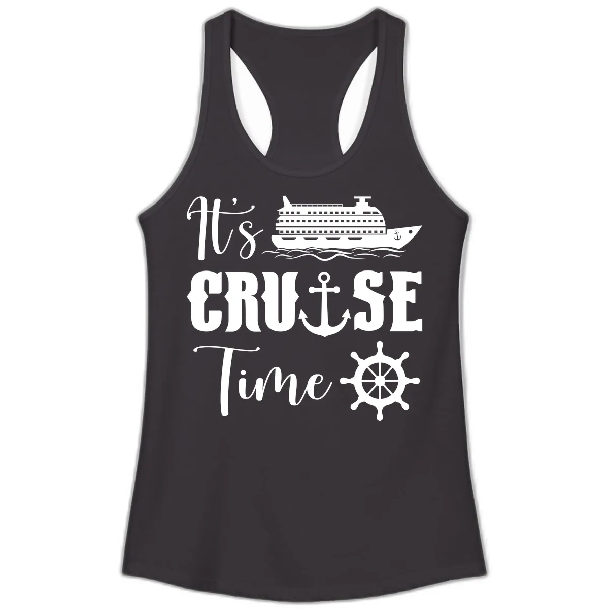 It's Cruise Time Graphic Ladies Tank in Black